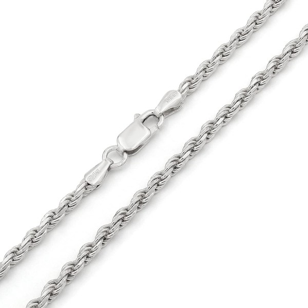 Giorgio Bergamo 925 Italian Sterling Silver 3mm Solid Rope Diamond