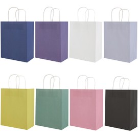 16-Pack 10.4” Medium Rainbow Goodie Bags with Handles for Party Favor, Birthday Treat Bags, Gift Bag, Wedding Bag, 16 Pcs