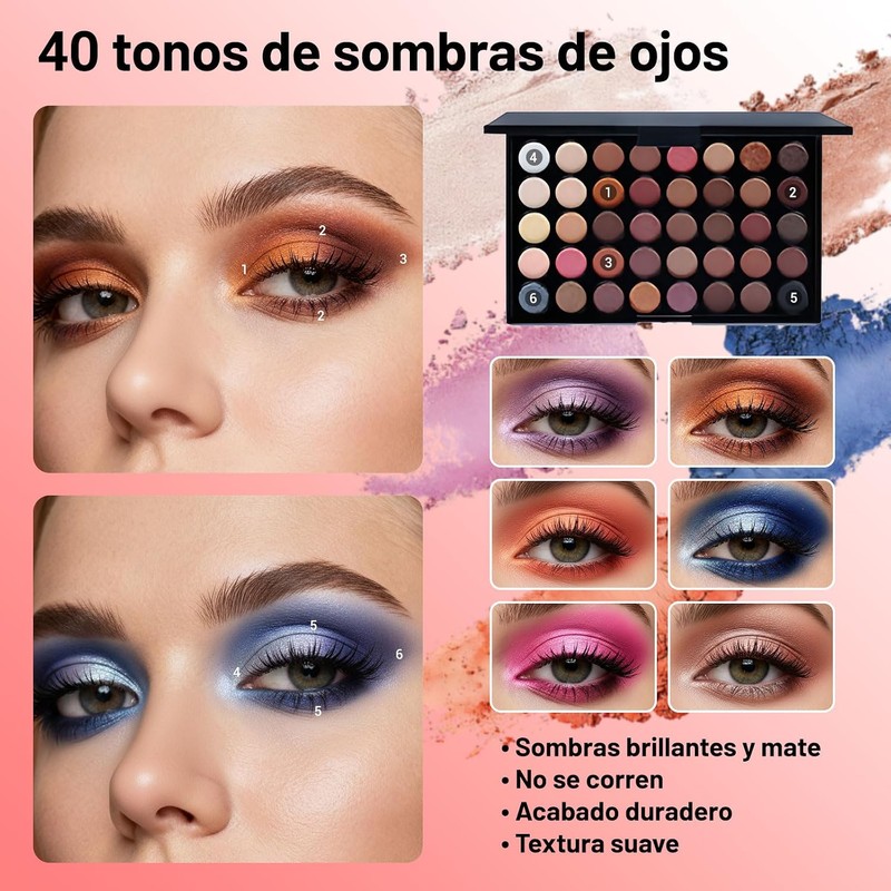 Kit Maquillaje 24PC GIVOOBE Todo en Uno – 40 Sombras,