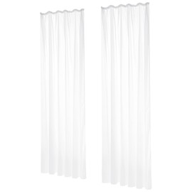 Deconovo White Net Curtains Semi Transparent Pencil Pleat Voile Net Curtains Solid Sheer Curtains Decorative Voile Curtains 52 x 84 Inch White Set of 2