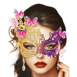 Campsis Butterfly Masquerade Mask Rhinestone Lace Mask Carnival Mardi Gras Masks for Women