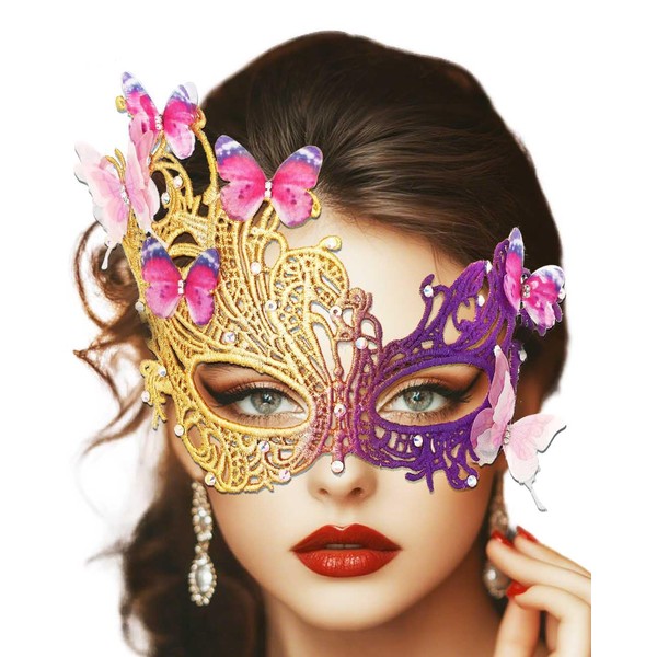 Campsis Butterfly Masquerade Mask Rhinestone Lace Mask Carnival Mardi Gras