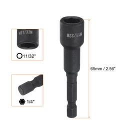 sourcing map 3Pcs Magnetic Nut Driver 11/32" x 1/4" Quick Change Hex Shank Magnetic SAE Nut Driver CRV Steel for Impact Drive Nuts Bolts Driver Bit Set for Drill