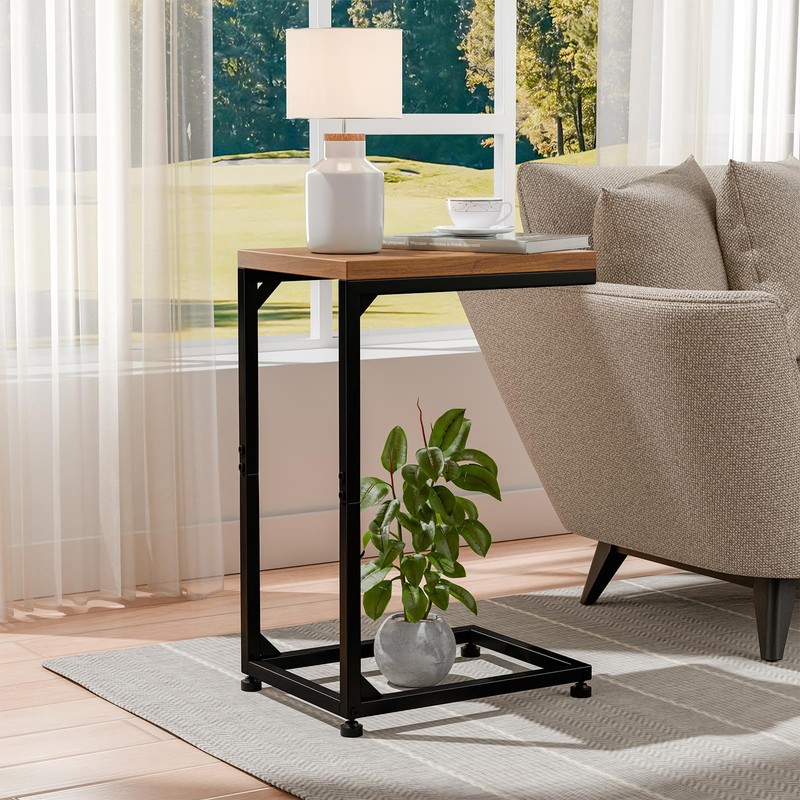 Ekisemio C Table for Sofa, C Shaped End Table with