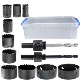 WOWSUPM 5/8” to 2-1/2”, 2-3/4” HSS Bi Metal Hole Saw Kit 10pcs Heavy Duty Hole Saw Bit for Wood Drywall Plastic Aluminum Mild Steel Iron Metal Stainless Steel