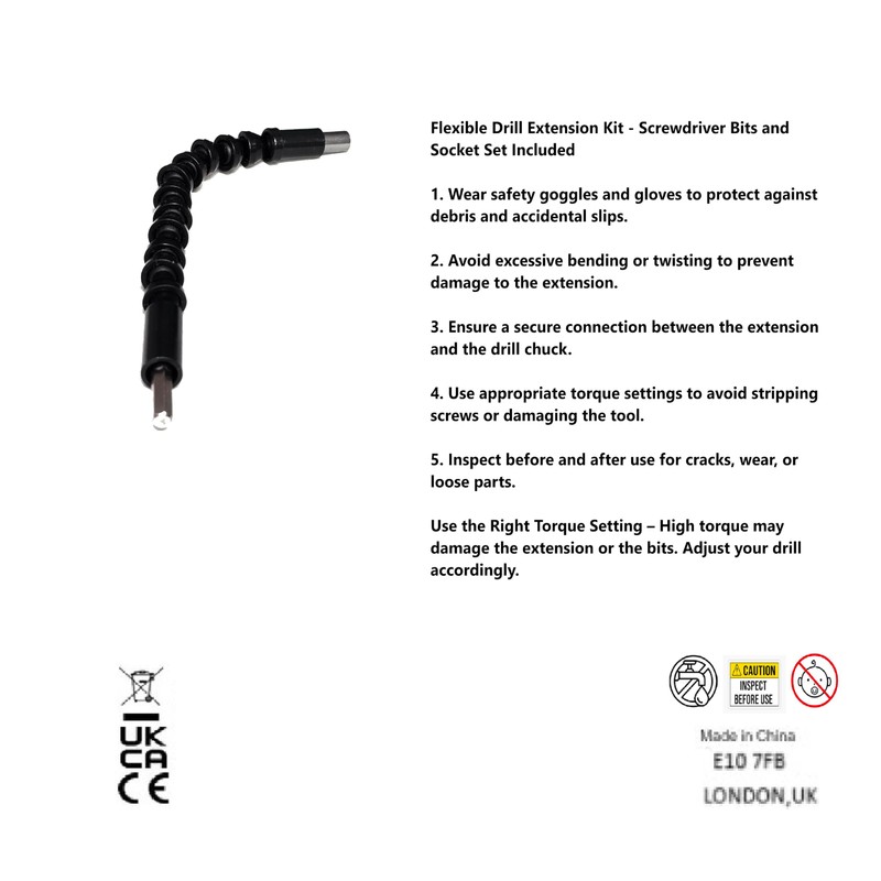 Flexible Drill Extension Kit - Screwdriver Bits and Socket Set