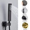 LRVBKUSAV Black square hand shower head, brass High pressure flushing