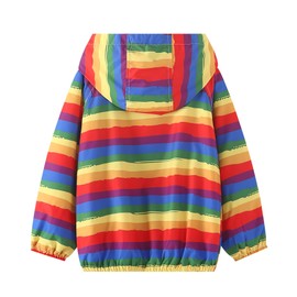 WELAKEN Lightweight Rainbow Stripe Jacket for Boys Kids & Toddler II Boys' Print Water-Resistant Jacket
