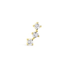 SINGULARU - Loose Earring Triple Spark Gold - Earring in Sterling Silver with 18K Gold Plating - Stud Earrings - Loose Earring - Women's Jewellery, Yellow Gold, No Gemstone