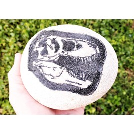 Carved Stone Dinosaur Fossil - Great for Teaching Science and Dinosaurs or as a Conversation Starter Shelf Decor (T-Rex Skull, 4 in)