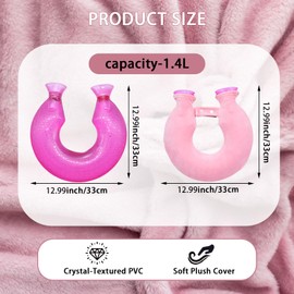 U-Shaped Dual Nozzle Hot Water Bottle with Soft Plush Cover – Neck and Shoulder Heat Pack for Women Men, Relieves Stiffness and Fatigue, Ideal for Winter, Bedtime, and Office Use