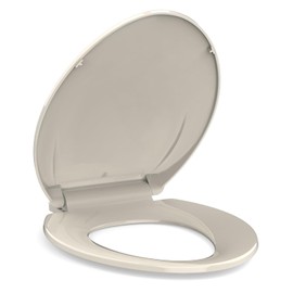 Toilet Seat Elongated, Soft Close Toilet Seat, Almond Toilet Lid Soft Close Quiet, Easy Installation & Release,Safe PP Material Easy Clean, Fits Most Elongated Toilets