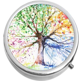 NewCharms Watercolor Tree of Life Painting Compact with Mirrors - Perfect Pocket and Purse Size Folding Mirror for Applying Make Up Anywhere