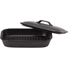 Ishigaki 4577 Delish Life Range Meat Fish Baking Ceramic Plate with Oblong Lid 7.5 x 4.3 inches (19 x 11 cm)