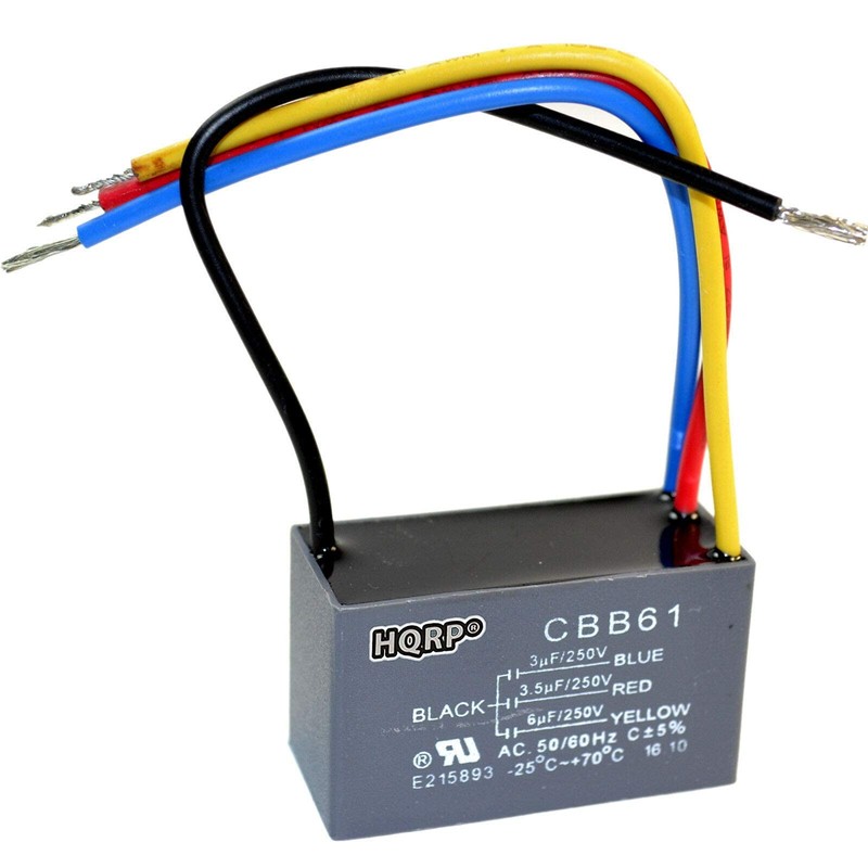 HQRP Capacitor for Harbor Breeze Ceiling Fan 3uf+3.5uf+6uf 4-Wire plus