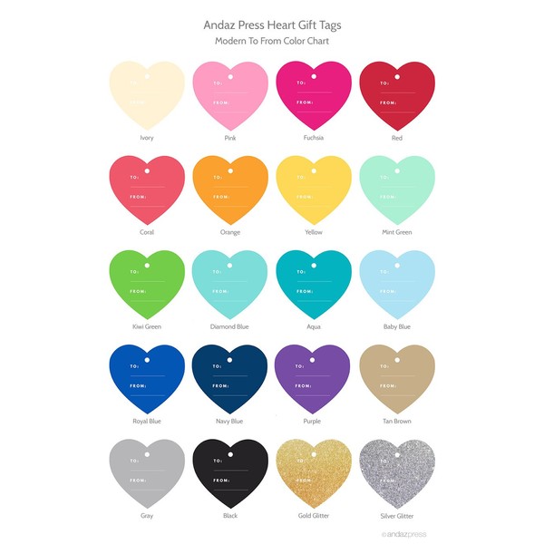 Andaz Press Heart Gift Tags, Modern Style, to/from, Gray, 30-Pack
