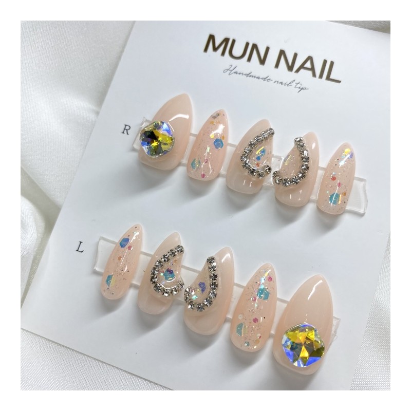 Heart Starlight Nail Tips - Long Point / 하트별빛 네일팁