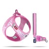 Vest Harness Curli Clasp Air Mesh Pink-Circles M & Leash