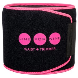 Nine for Nine Premium Waist Trimmer – Sweat Belt for Men and Women| Slim down quickly - Medium Pink