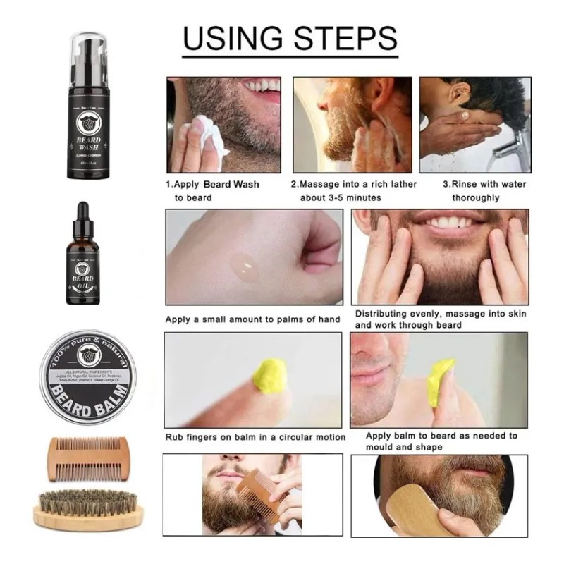 Kit De Crecimiento De Barba E, Potenciador Del Cabello Para