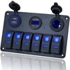 6 Gang Rocker Switch Panel, EilxMag Blue Marine Switch Panel