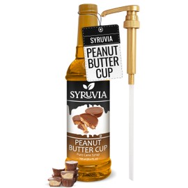 Syruvia Peanut Butter Cup Syrup – Peanut Butter Cup Coffee Syrup Flavor, 25.4 fl oz, Kosher, Gluten Free, Perfect for Coffee, Drinks, Soda, Desserts, and More, With Syrup Pump