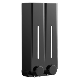 Foeska Double 500 ml Soap Dispenser Wall Mounted Shower Gel Shampoo and Conditioner Hand Body Wash Liquid Soap Dispenser Wall Soap Dispenser for Bathroom Kitchen (Black)