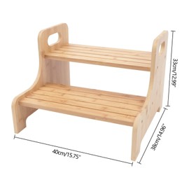 Stool 2 Step High Beds Bed Steps - Adults Stair Ladder Stools Bamboo Benches Home, for Toddlers Bathroom Bamboo Wood Toddler Stepping Stool Kitchen Counter Sink Kid