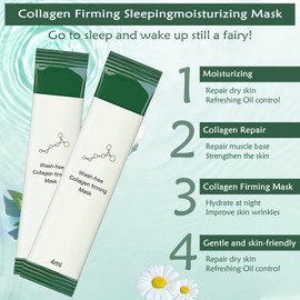Korean Collagen Firming Mask, 40 PCS Portable Wash-Free Collagen Firming Mask, Sleeping Mask - Hydrating Anti-Aging, Korean Skincare Collagen Jelly Face Mask for Women & Men