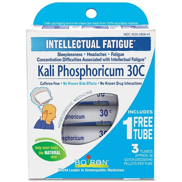 Boiron Kali Phosphoricum, Homeopathic Medicine for Headache (Packaging May Vary), 30C, White, 80 Count (Pack of 3)