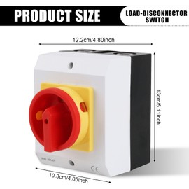 4-Pole Main Switch, 7.5KW 16A Main Switch Circuit Breaker with Housing Isolation, IP65 Main Switch with Plastic Housing, Rotary Switch for Connecting Switches and Disconnecting Small Circuits