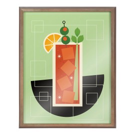 Kate and Laurel Blake Bloody Mary Framed Printed Glass Wall Art by Amber Leaders Designs, 16x20 Gold, Modern Colorful Drink Art for Wall Decor