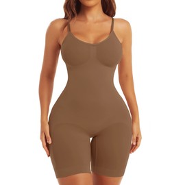EUYZOU Shapewear Bodysuit for Women Tummy Control - Butt Lifting Fajas Full Body Shaper Seamless Thigh Slimmer Shorts - Coffee XS/S