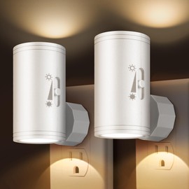 SETEN LED Plug-in Wall Night Light with Dimmable 0-300 Lumens, 3000K Soft White, Auto On/Off Light Sensor & Adjustable Head for Hallway, Stairs, Bedroom,2 Pack