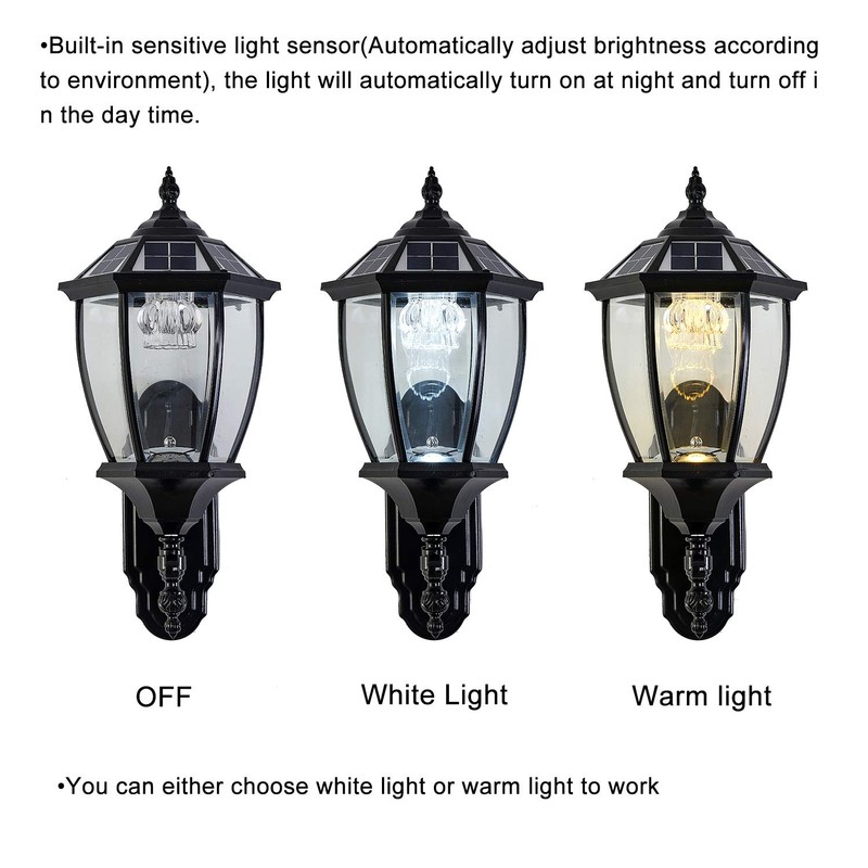 Lovefindahome Solar Wall Lamp with Light Sensor,Waterproof Wall Light Outdoor