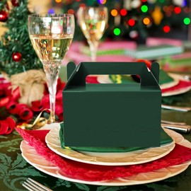 Oletx 50Pcs Dark Green Gable Gift Boxes, 5.9'' Small Party Favor Treat Box, Goodie Box, Cookie Candy Box for Christmas Happy Holiday Birthday Party, Classroom Activity and Any Fun Occasion Decoration