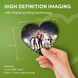 Destination Vinyl ltd Great Coasters (Set of 4) Heart - Sports Football Basketball Team Game Drink Glossy Coasters/Tabletop Protection for Any Table Type #24246