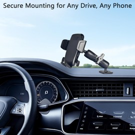 VAUBORTTI 1" Ball Phone Mount – Aluminum Alloy Arm & Base, Double Ball Joint, 360° Adjustable, Screw-Mounted Base, Fits RAM B Size System – Universal Holder for Car, Truck, Van, Desk, Wall, Dashboard