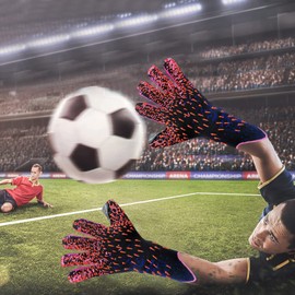 OLYSPM Kids Football Gloves Goalkeeper Gloves Kids Goalie Gloves, Offers excellent protection with abrasion-resistant,non-slip and wrist protection benefits,Size 6/7/8/9/10(Red)