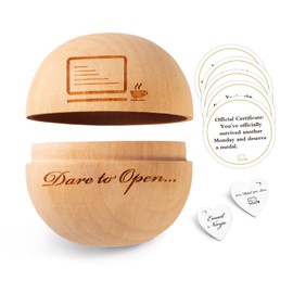 Qunrwe Unique Coworker Gifts for Women Men Friends,Cool Retirement Appreciation Thank You Birthday Gift for Coworker Boss Colleague,Office Desk Table Decor,Wooden Round Box with Funny Cards & Coin