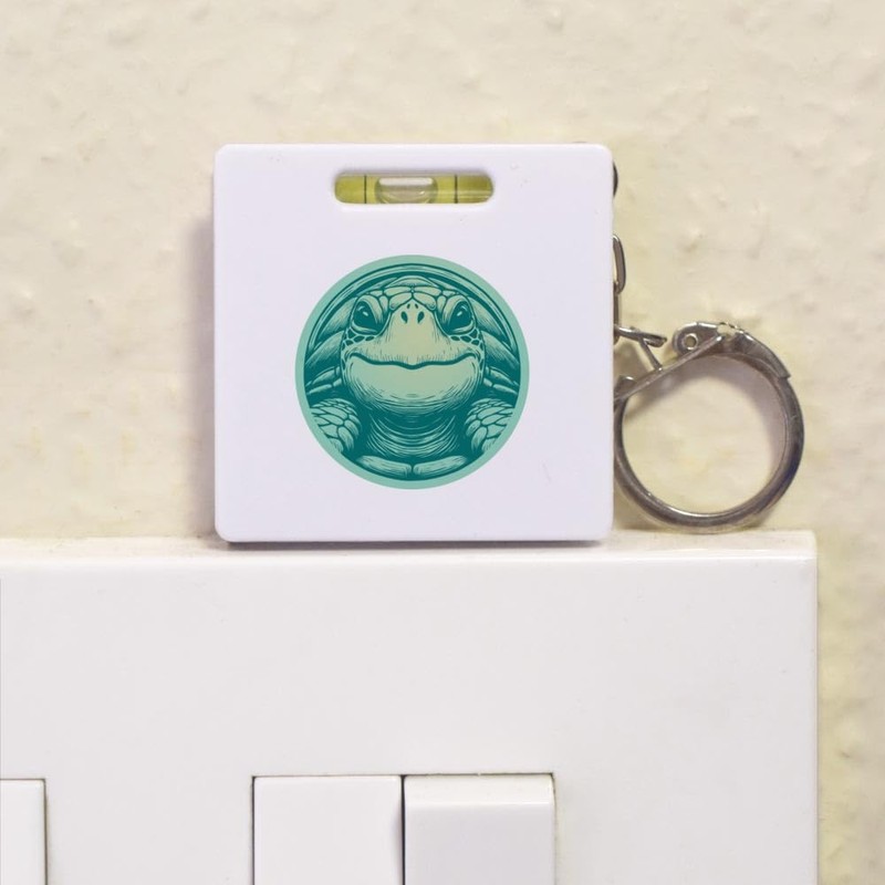 Azeeda 'Cute Smiling Turtle' Keyring Tape Measure/Spirit Level Tool (KM00043121)