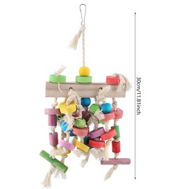 Bird Chewing Toy Parrot Cage Bite Toys Multicolored Wooden Blocks Tearing Toys Hanging Swing for Conures Cockatiels African Grey Macaws Foraging and Parrot Toys