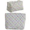 2 Pack Quilted Cotton Makeup Bags for Women,Large Cosmetic Organizer