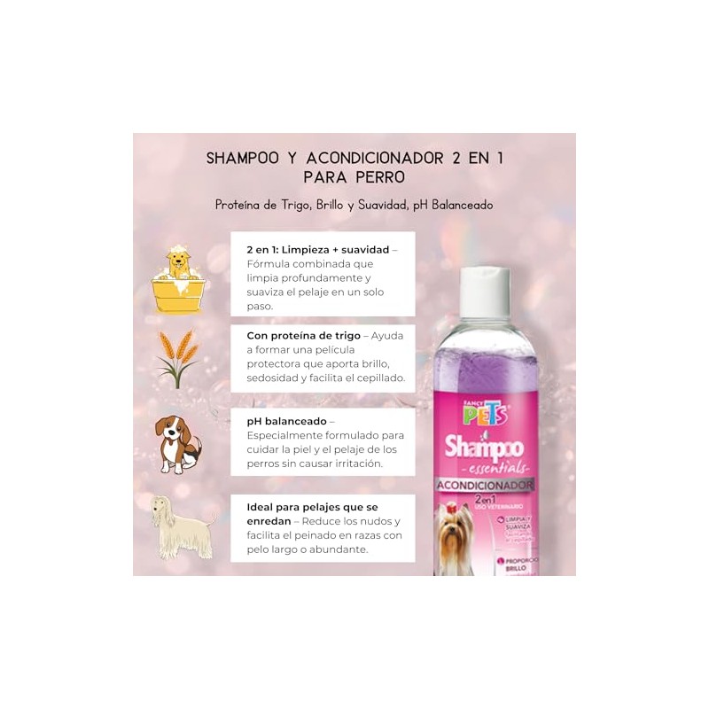 Fancy Pets Essentials Shampoo con Acondicionador 2 en 1 de