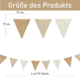 Esshogo Pack of 3 4M Bunting Jute Bunting Jute Bunting Linen Garland Bunting Jute Vintage Garland Outdoor