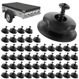 LOPYXBR Pack of 50 Tarpaulin Buttons with Screws, Round Tarpaulin Hooks Trailer Black for Car Trailer Side Wall, Trailer Accessories for Attaching Trailer Nets and Tarpaulins