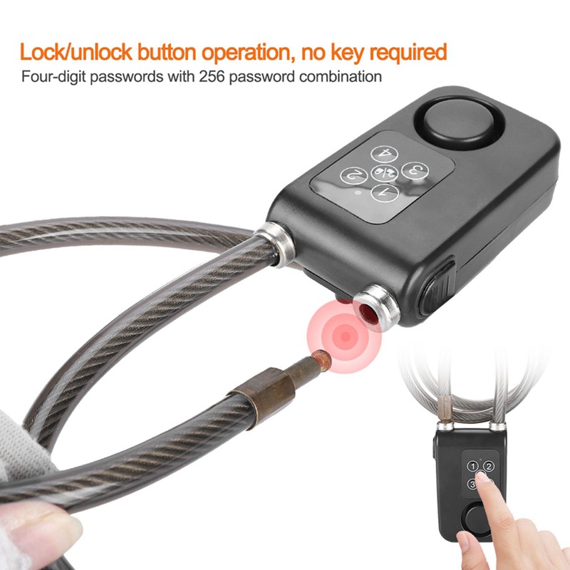 110dB Smart Waterproof Password Bicycle Lock Anti theft Alarm Lock