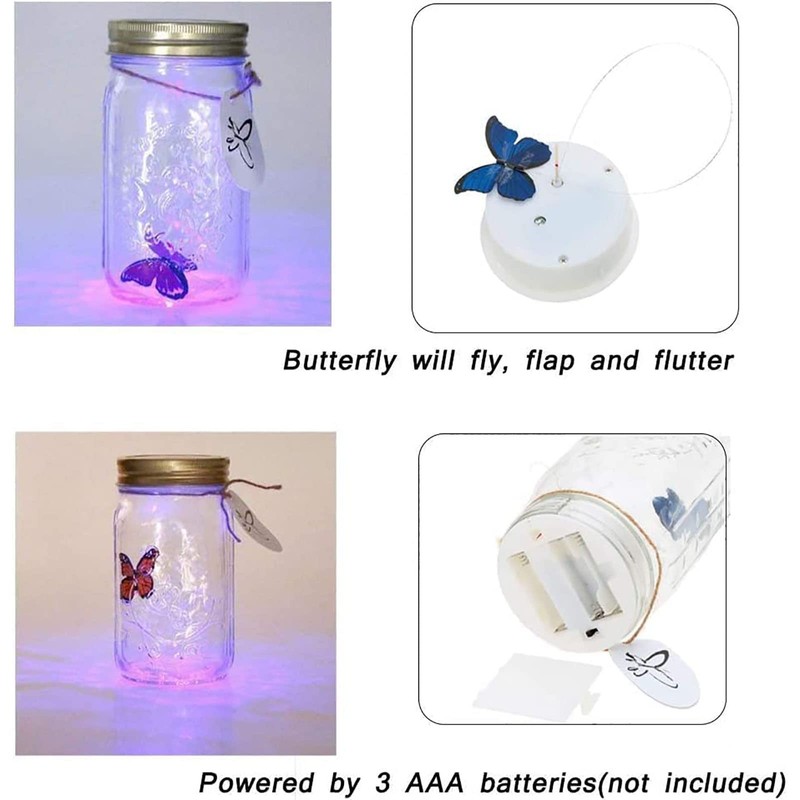 Butterfly Collection With LED Light - Animated Glass Jar Gift