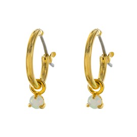 Columbus 14K Gold Plated Charm Huggie Hoop Earrings - Butterfly Earrings - Pearl Drops - Cowry Shell Dangle Earrings Heart Charm Huggies for Women (Opal Drop)