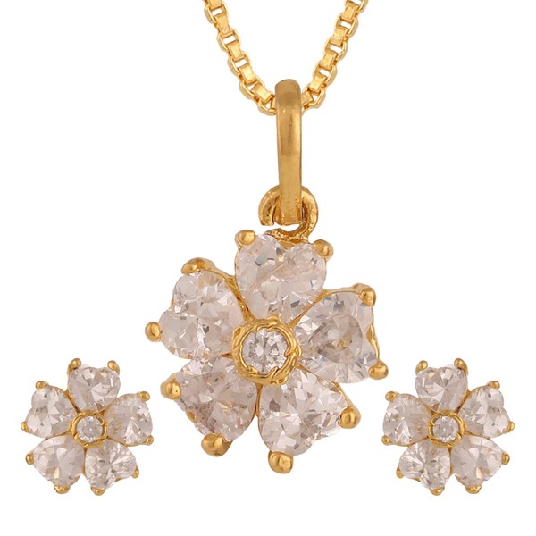 Efulgenz Fashion Jewelry Set Gold Tone Plated Cubic Zirconia Pendant